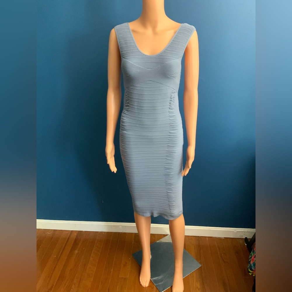 Aura Blue Textured Midi Dress